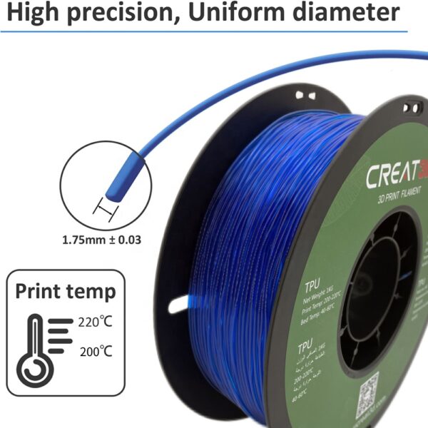 Filamento 3D TPU 95A resistente al desgaste, flexible, de 1,75 mm, 1 kg/carrete, para impresora 3D