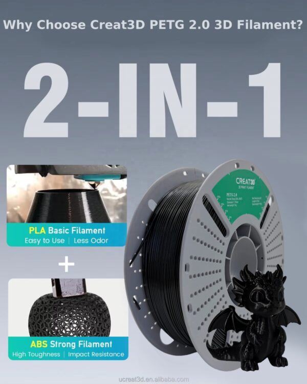 Filamento PETG 2.0 de alta velocidad para impresora 3D Creat3D, fácil de imprimir, 1,75 mm, 1 kg/carrete, FDM rápido